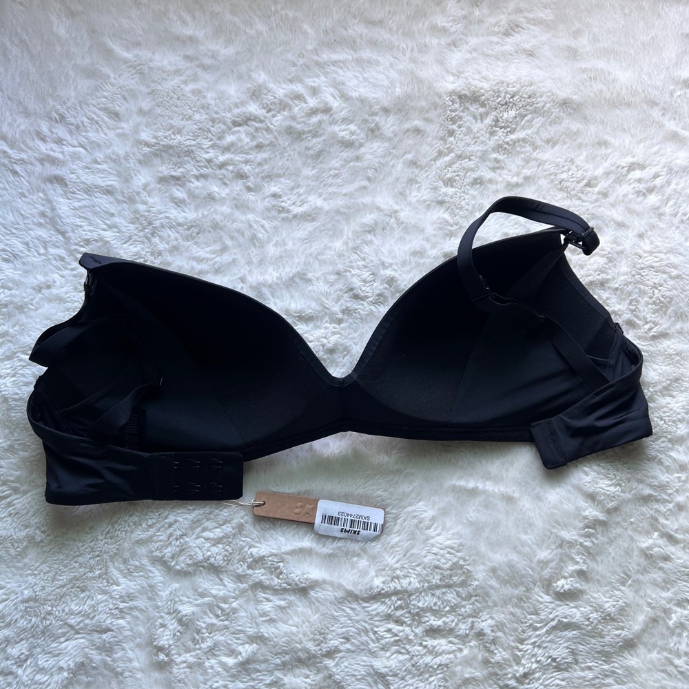 SKIMS Wireless Form Maternity T-Shirt Demi Nursing Bra Onyx Black Size 34DDD NEW - Picture 5 of 11